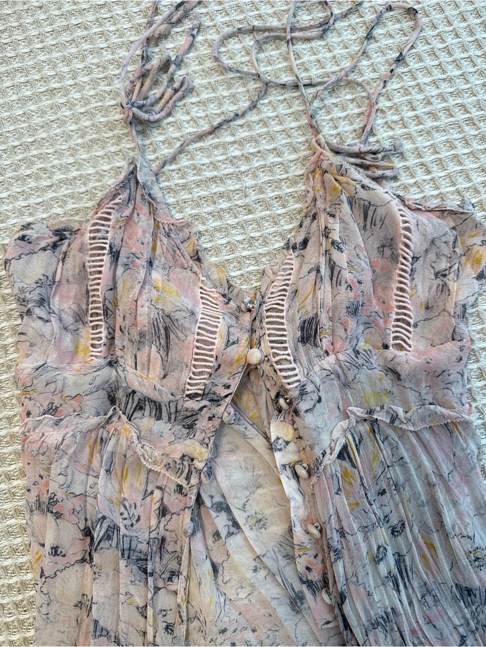 Anthropologie Sheer Floral Pink Duster Tank